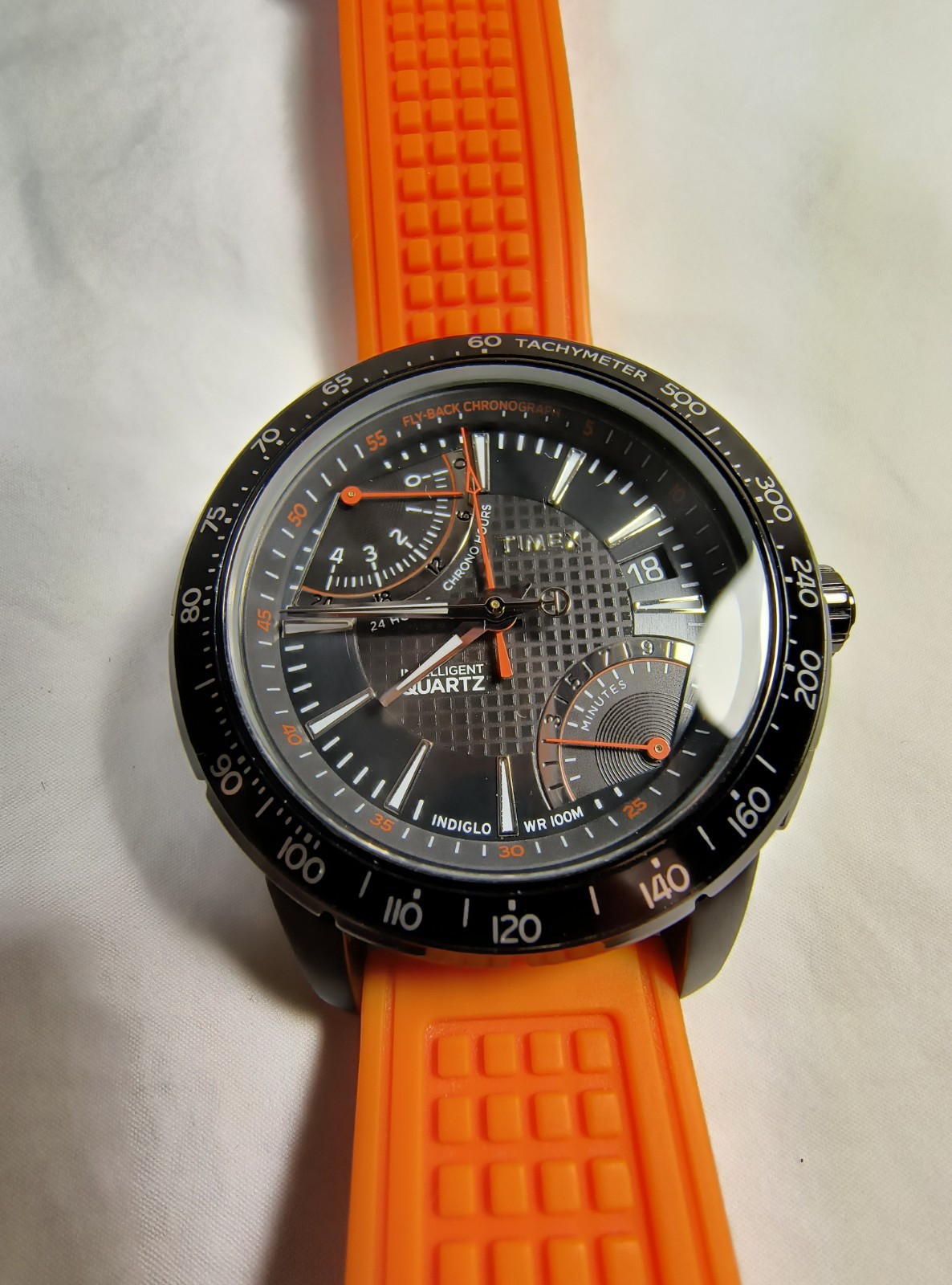 Timex 1854 Intelligent Quartz Watch T2N707 Tachometer Chronograph WR100 Working