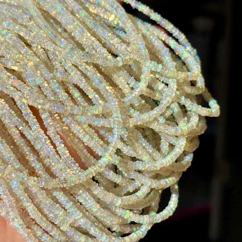 Ethiopian Opal Rondelles, 3mm to 4mm, Opal Beads, Opal Rondelles,