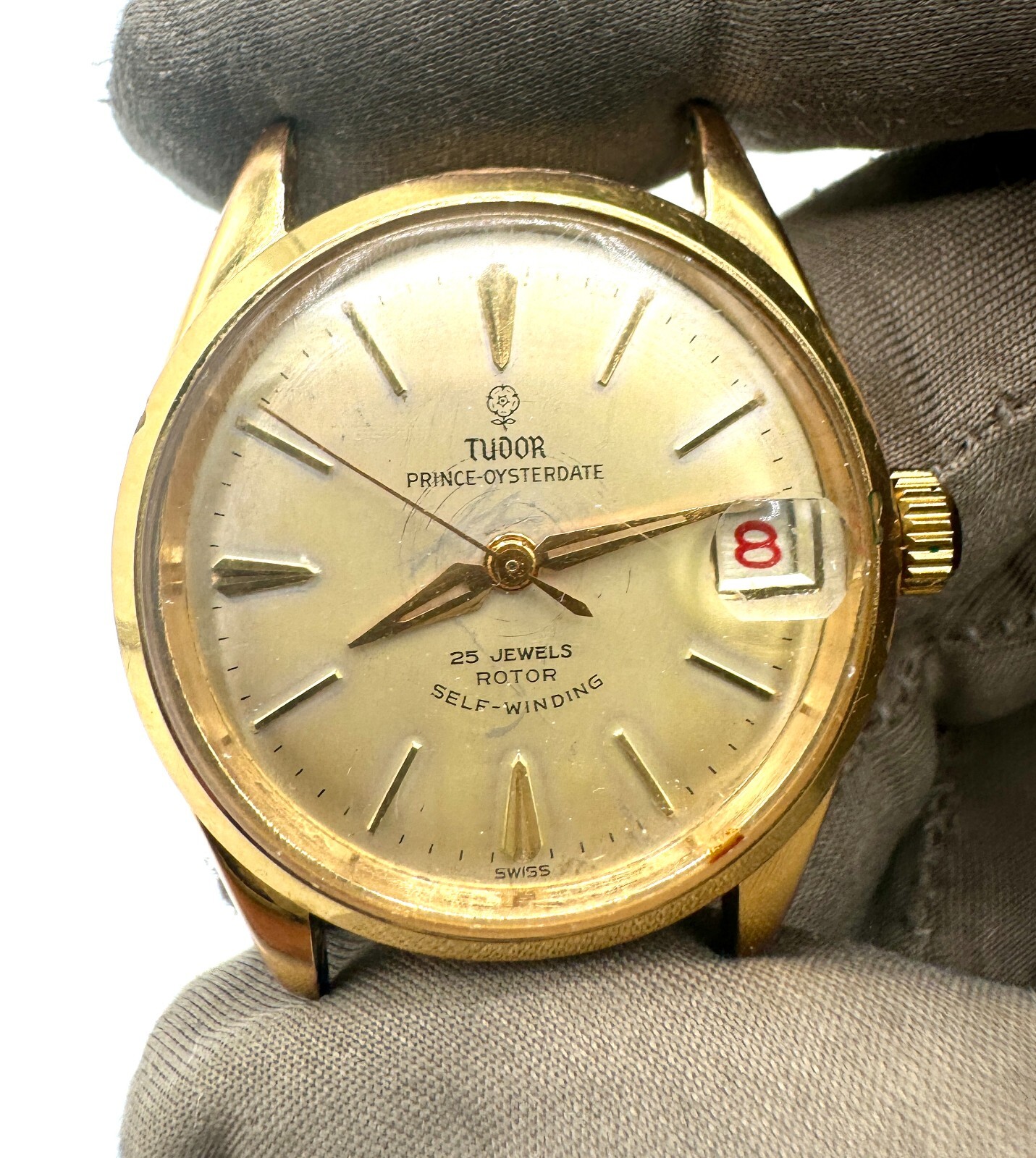 Vintage Tudor Prince Oyster Date Watch 25 Rubies Model 7970 Gold-Capped