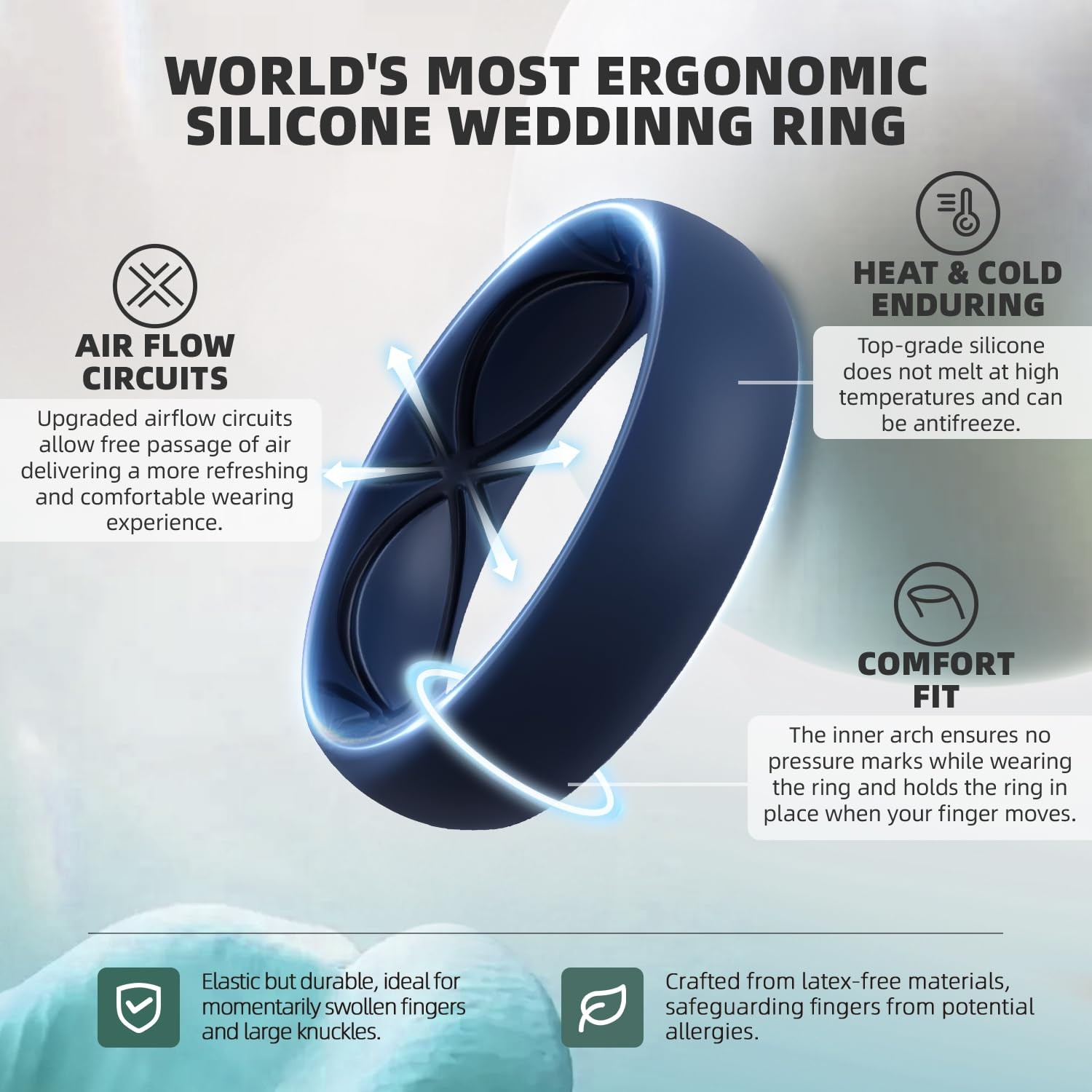 Egnaro 4/5/8 Variety Multipack Ergonomic Breathable Bridal Rings Sets, 6mm Wi…