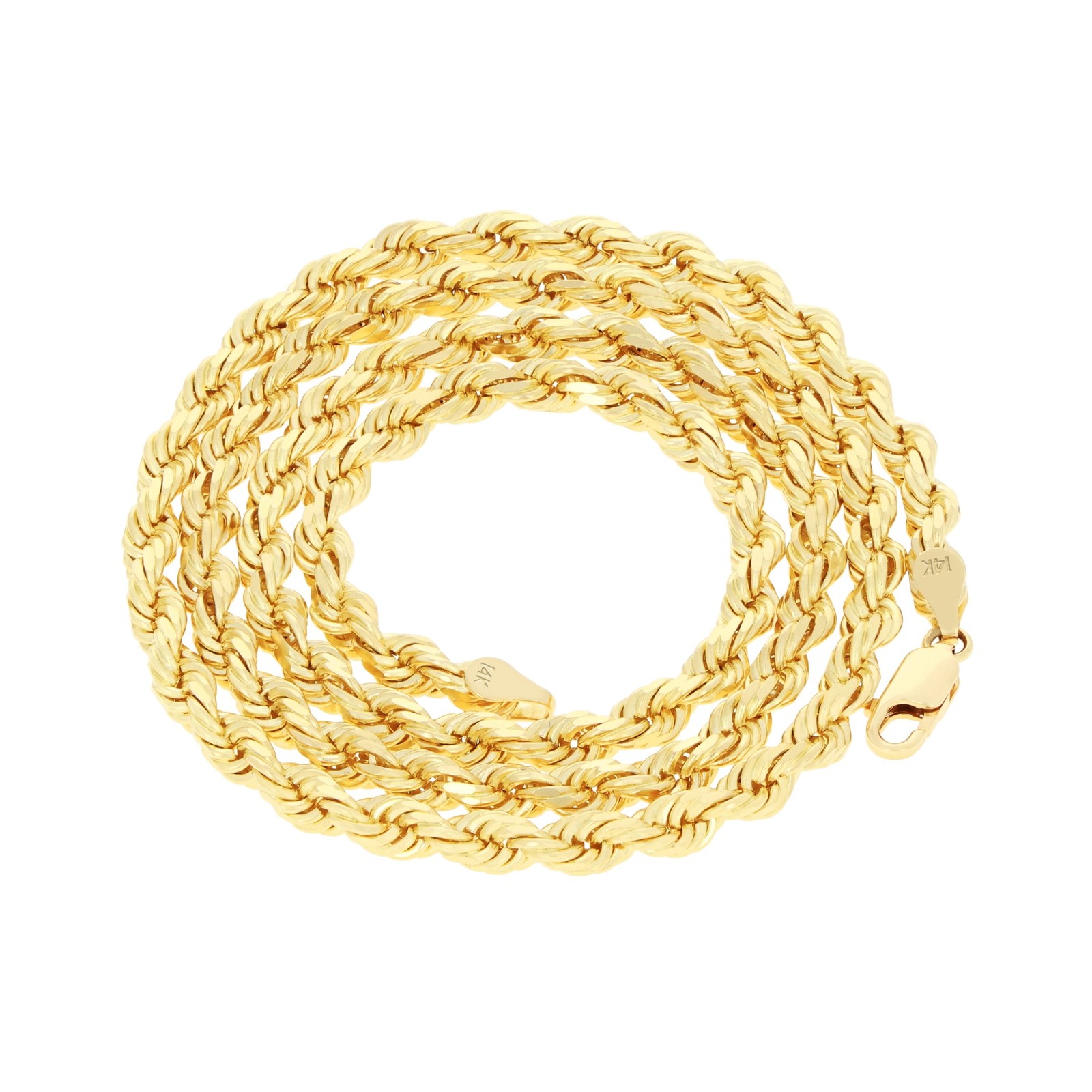 14K Yellow Gold 5mm Diamond Cut Rope Chain Bracelet Men Women 7″ 7.5″ 8″ 8.5″ 9″