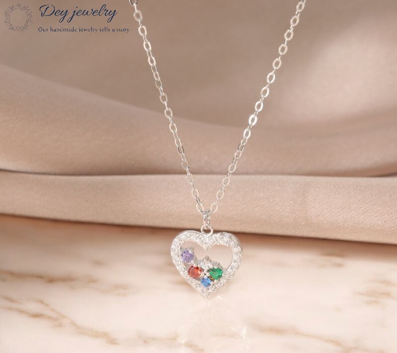 Lab Created Multi Gemstone Necklace 925 Silver Multi color love gift necklace
