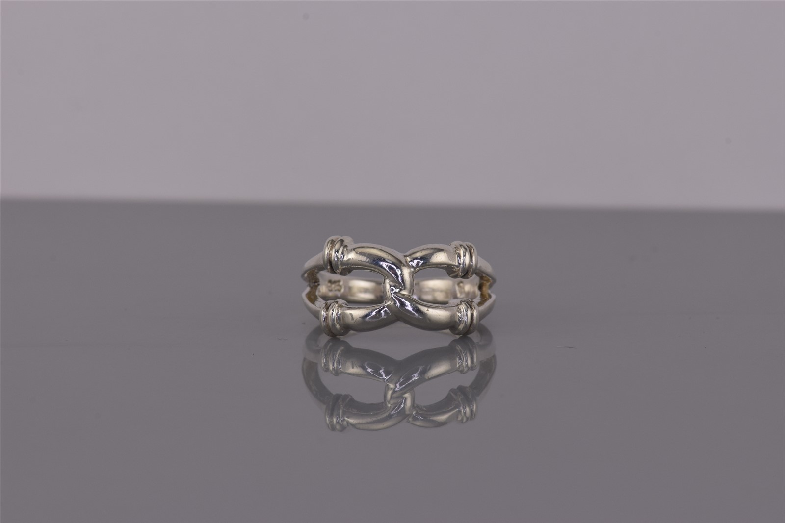 Sterling Silver 10mm Collared Looped Love Knot Solid Band Ring 925 Sz: 5