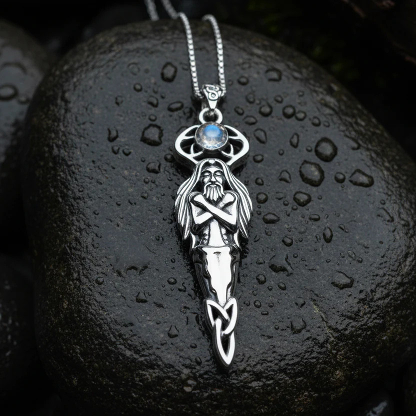 Cernunnos Moonstone Necklace in Sterling Silver