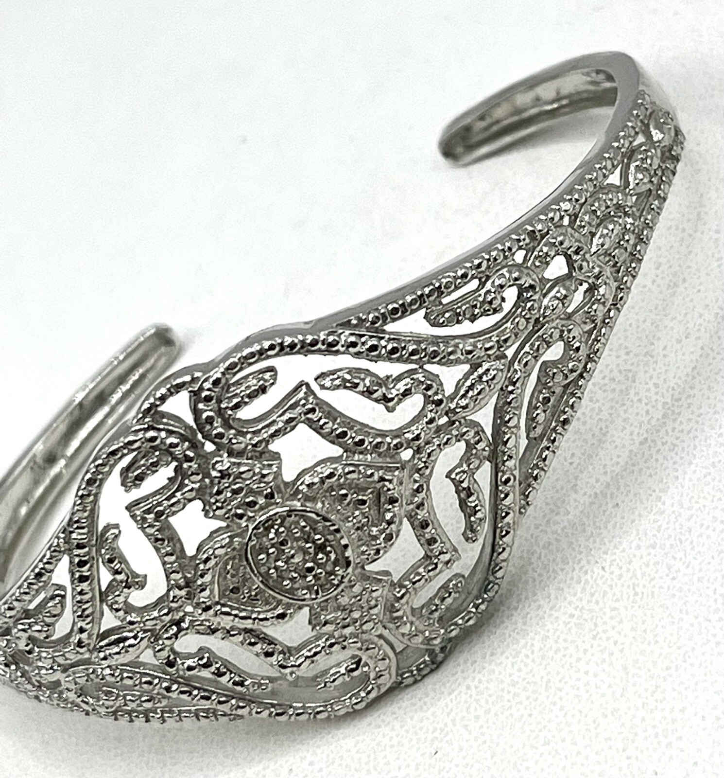 Vintage KARIS STS Silver plated FAUX MARCASITE Crystal CUFF Bracelet LOVELY