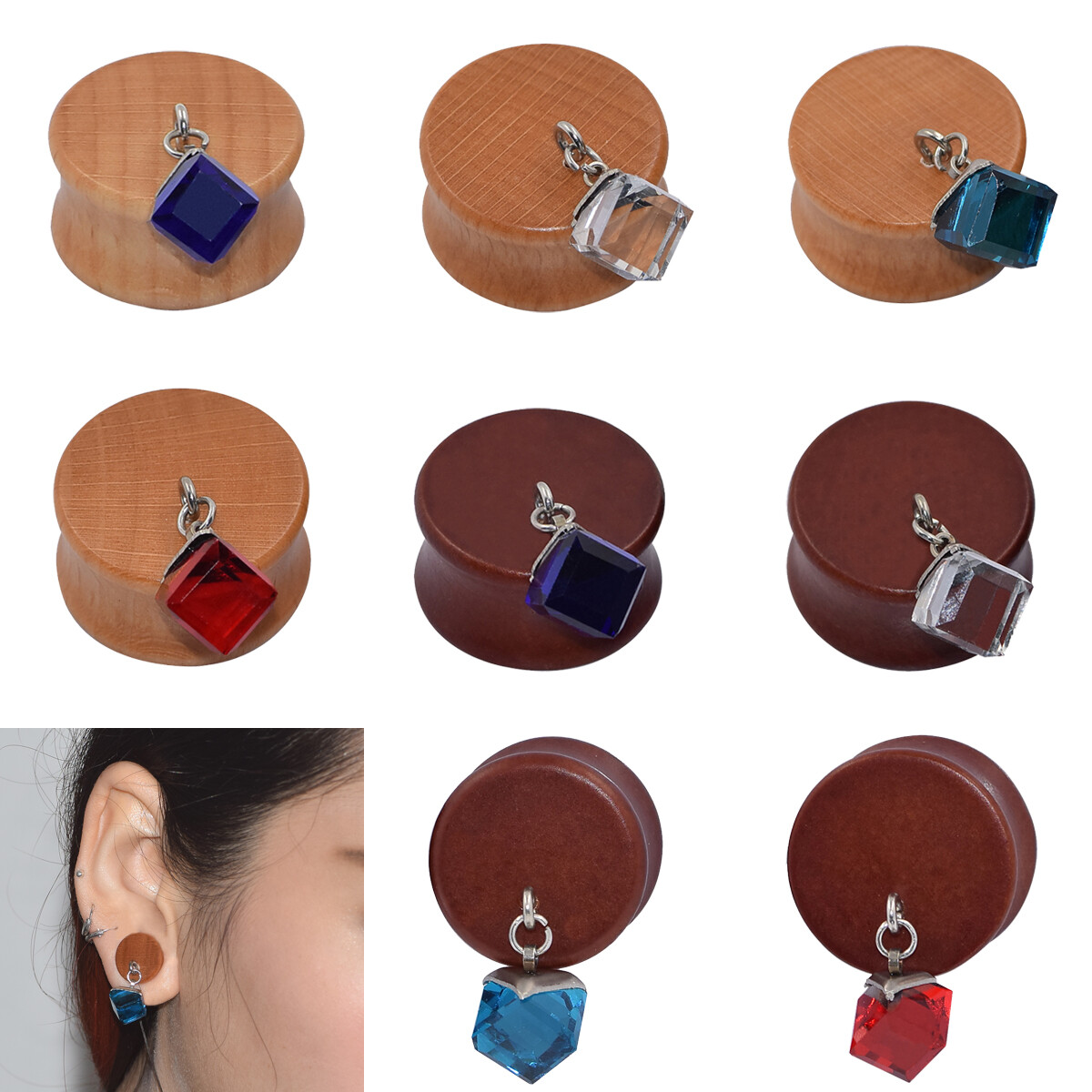 2pcs Wood Ear Plug Tunnel Earring Saddle Ear Guages Stretcher Expander Piercing