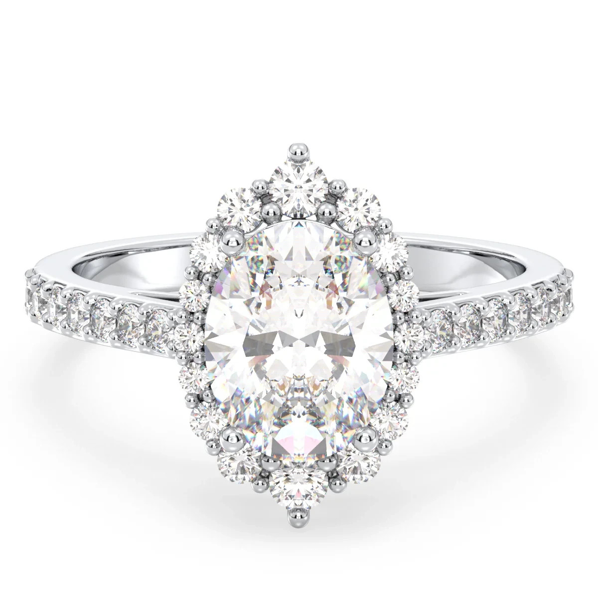 EF-VS1 1 2 3 CT Oval Lab Grown Diamond Halo Bridal Engagement Ring 14k Gold