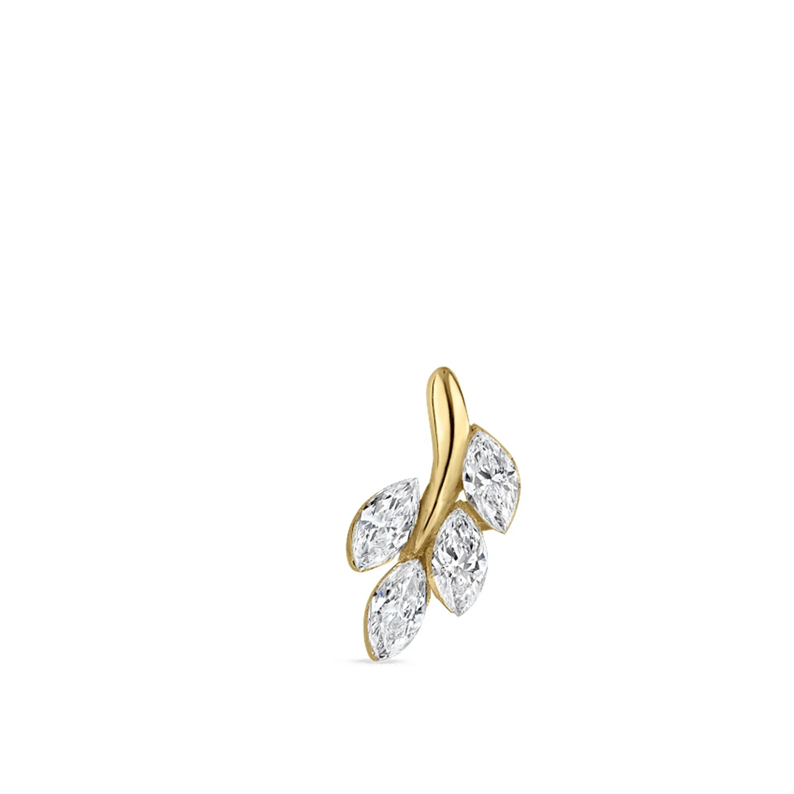 Marquise Moissanite Floral Helix Cartilage Stud 925 Sterling Silver