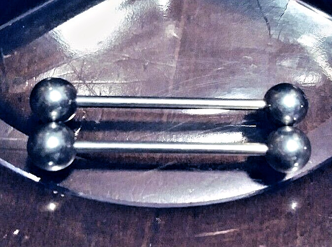 BARBELL PAIR, GAUGE 14 x 25 x 6 MM BODY PIERCING JEWELRY SURGICAL STEEL 316L NEW