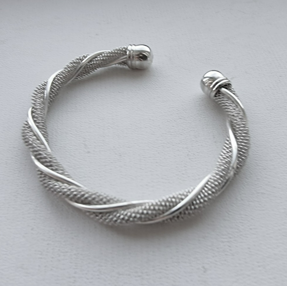 925 STERLING SILVER TWISTED CABLE CUFF BRACELET 15.7g