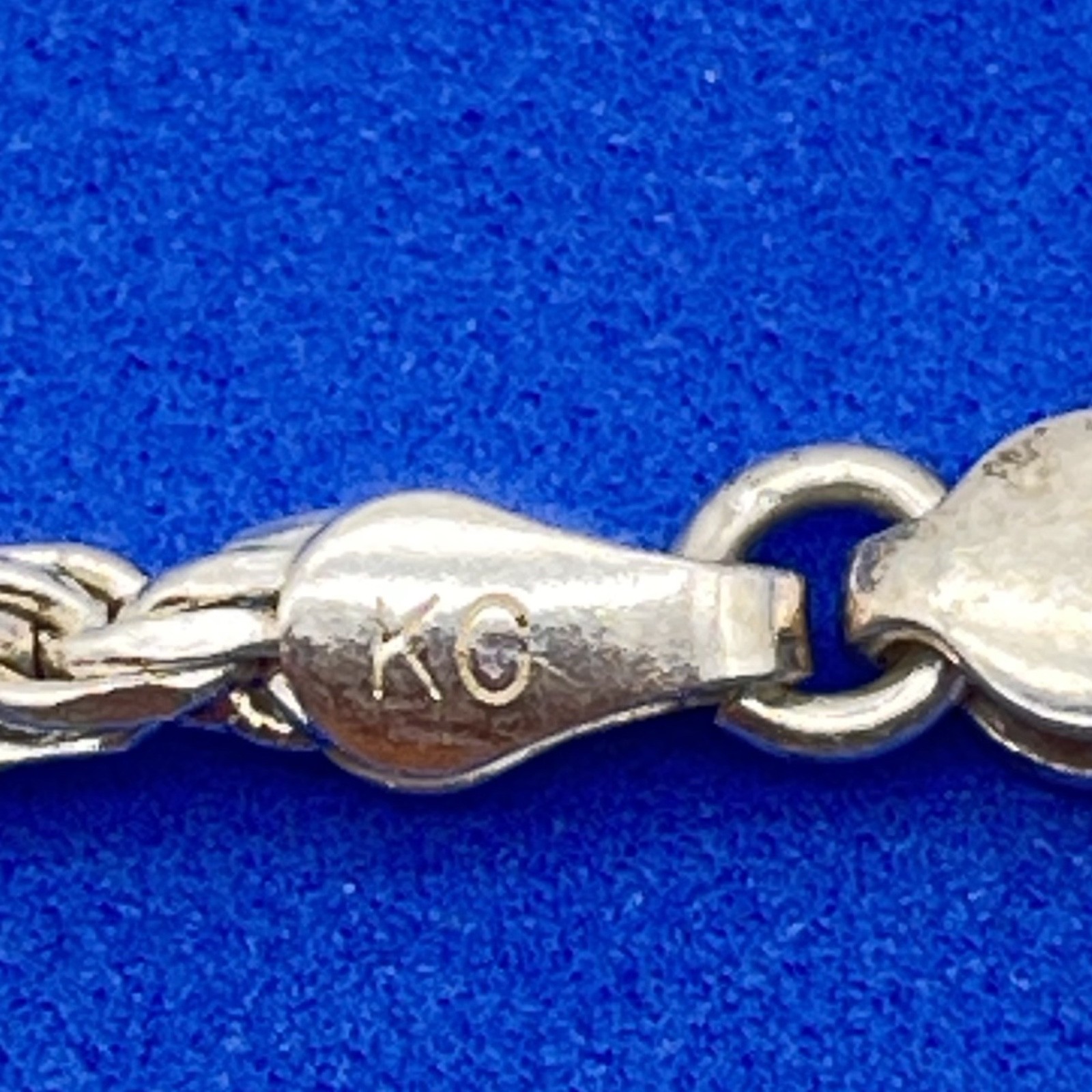 Sterling Silver Bracelet Rope Chain Swirl 5 Grams Stamped KC 925 Italy 7″