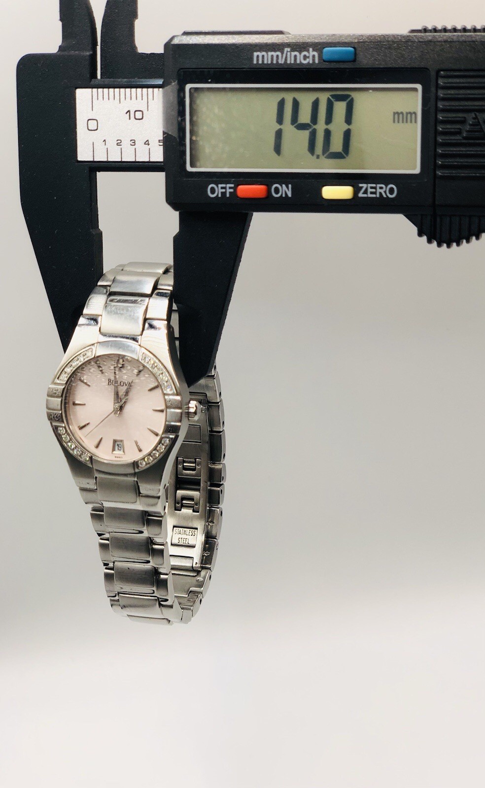 Bulova Light Pink Dial, Diamond Accent Bezel, Women’s Watch (Model 96R17) ~ 🔋✅