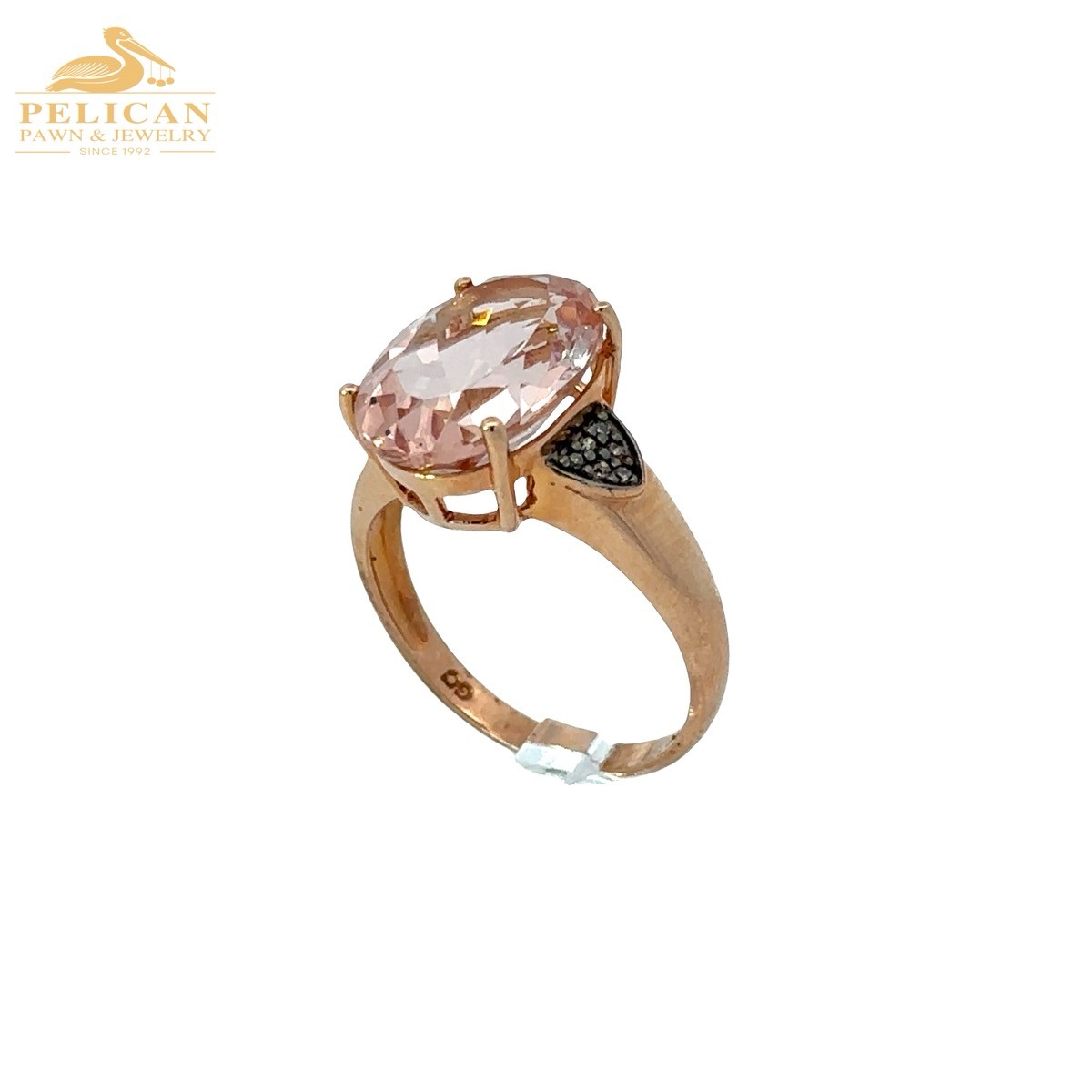 10K Rose Gold Morganite & Champagne Diamond Oval Ring .012 CTW (PBR119582)