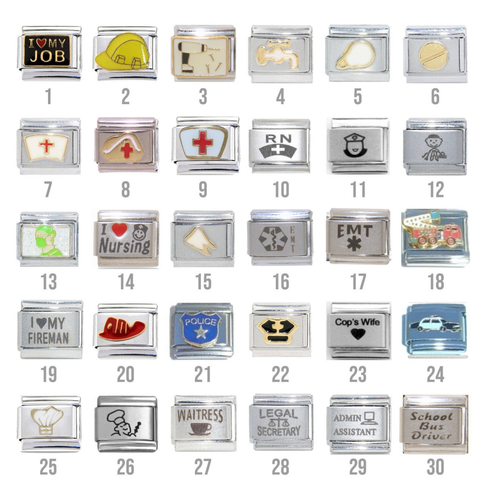 Jobs and Hobbies 9mm Italian charms fits classic italian charm bracelet