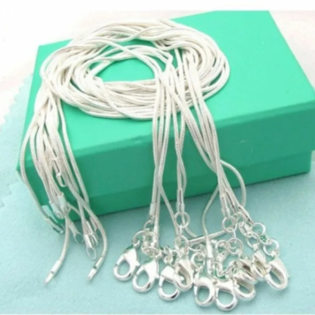 10PCS wholesale 925 sterling solid silver 1MM 16-30inch snake chain necklace