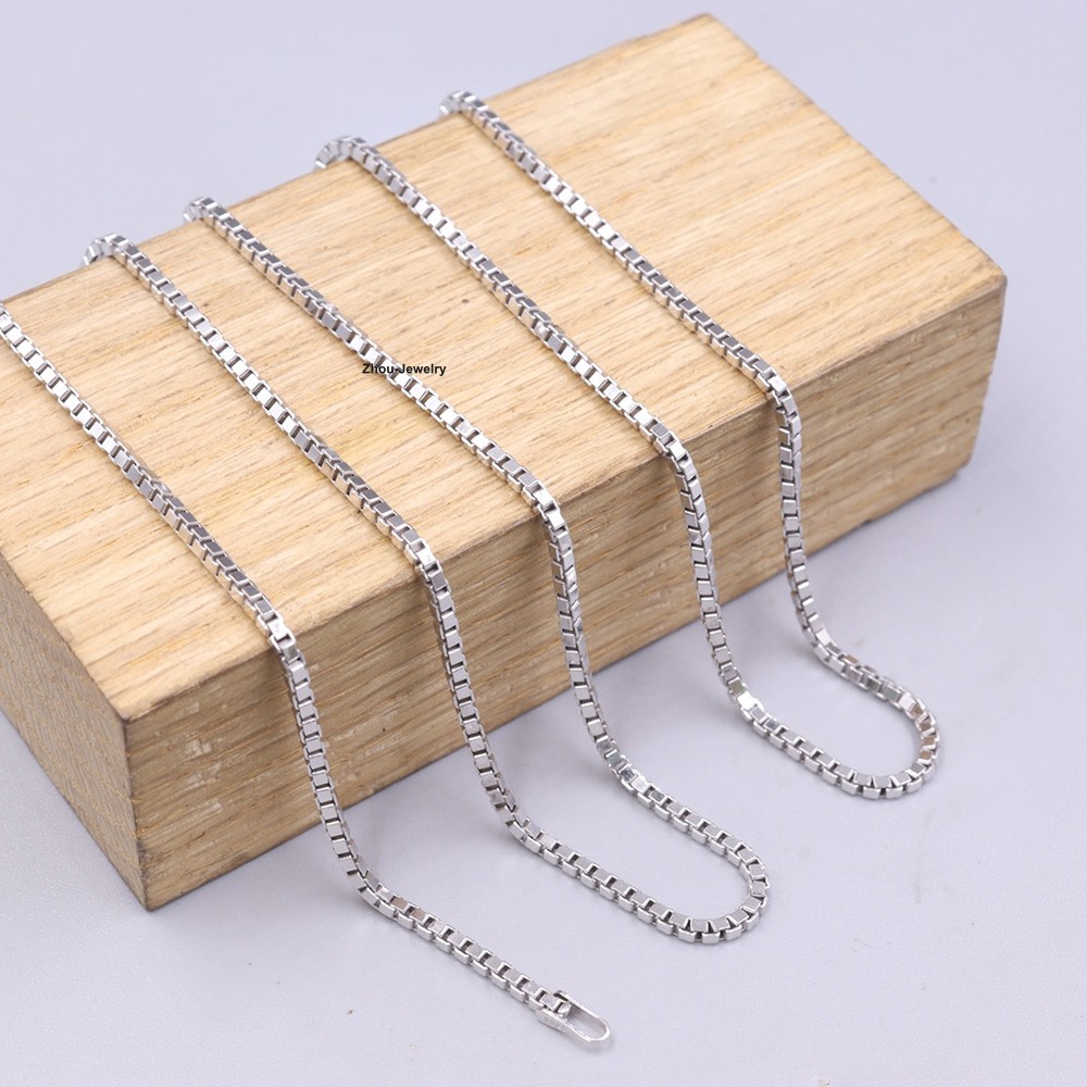 Pure 925 Sterling Silver Necklace 1.6mm Box Link Chain Necklace 19.7inch L