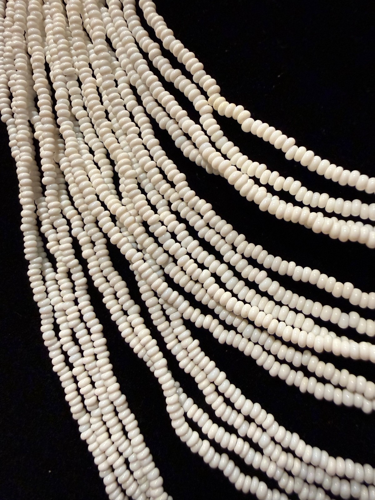 Vintage White Seed Bead Multi-Strand Statement Necklace and Clip-On Earrings