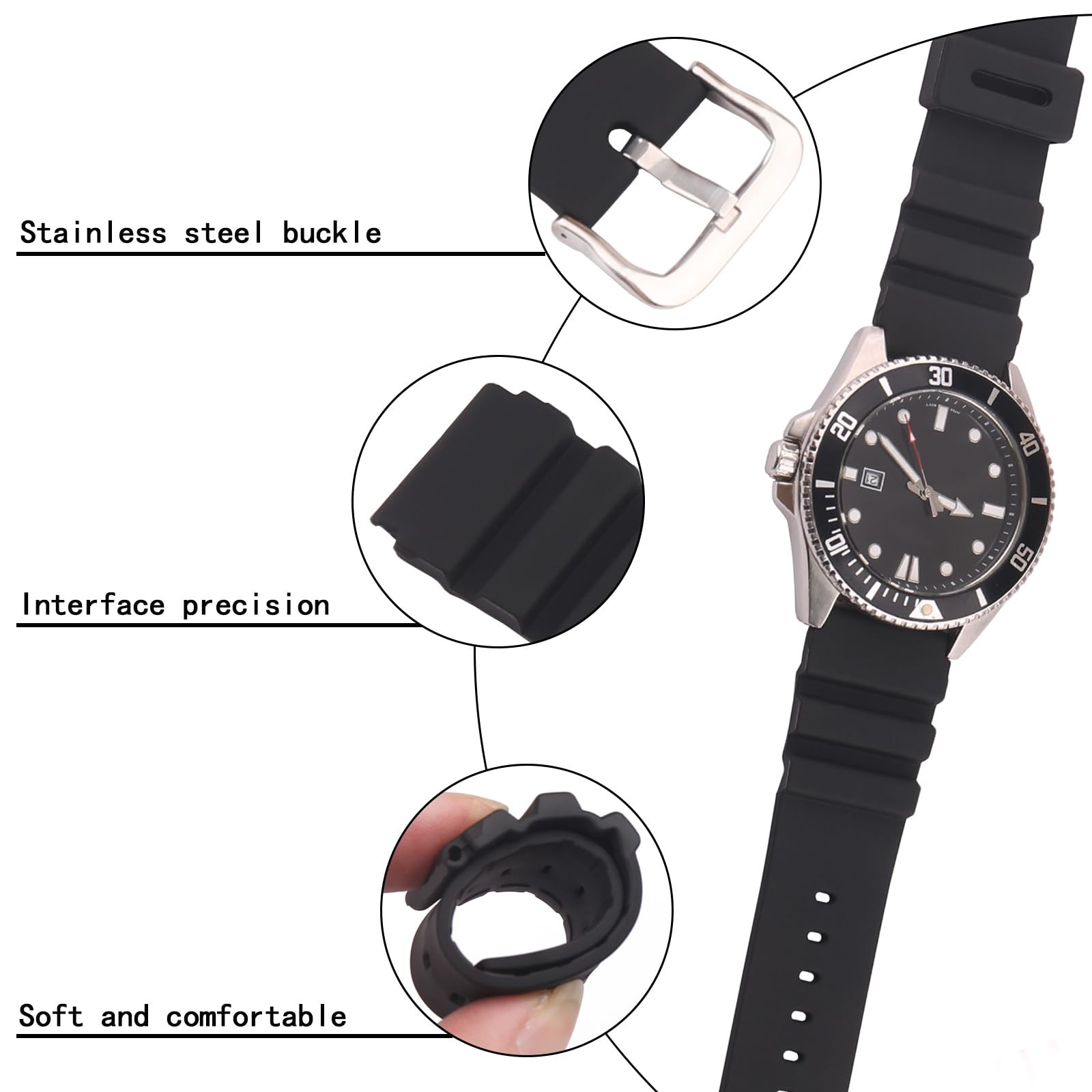 Men’s silicone watch strap accessories Replacement Fit for casio MDV106-1A AM…