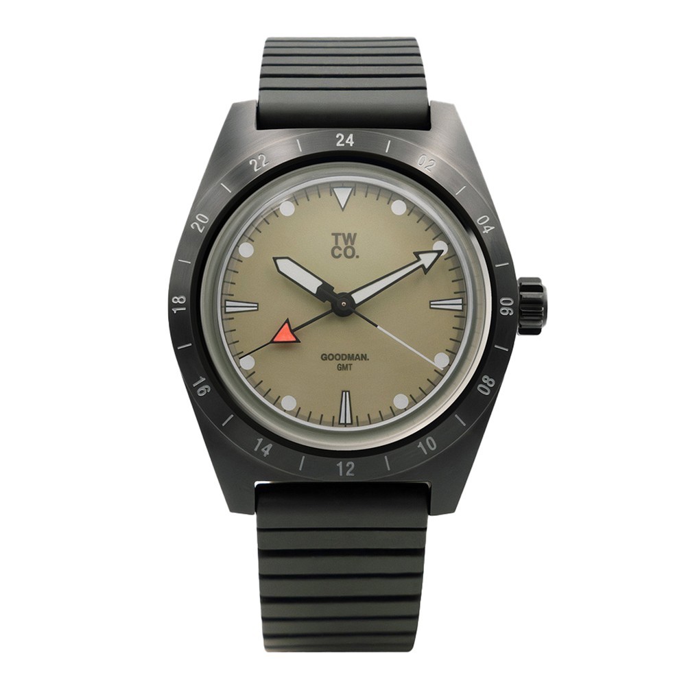 TWCO. GOODMAN GMT Automatic Steel Sand Date Rubber Black Men’s Watch