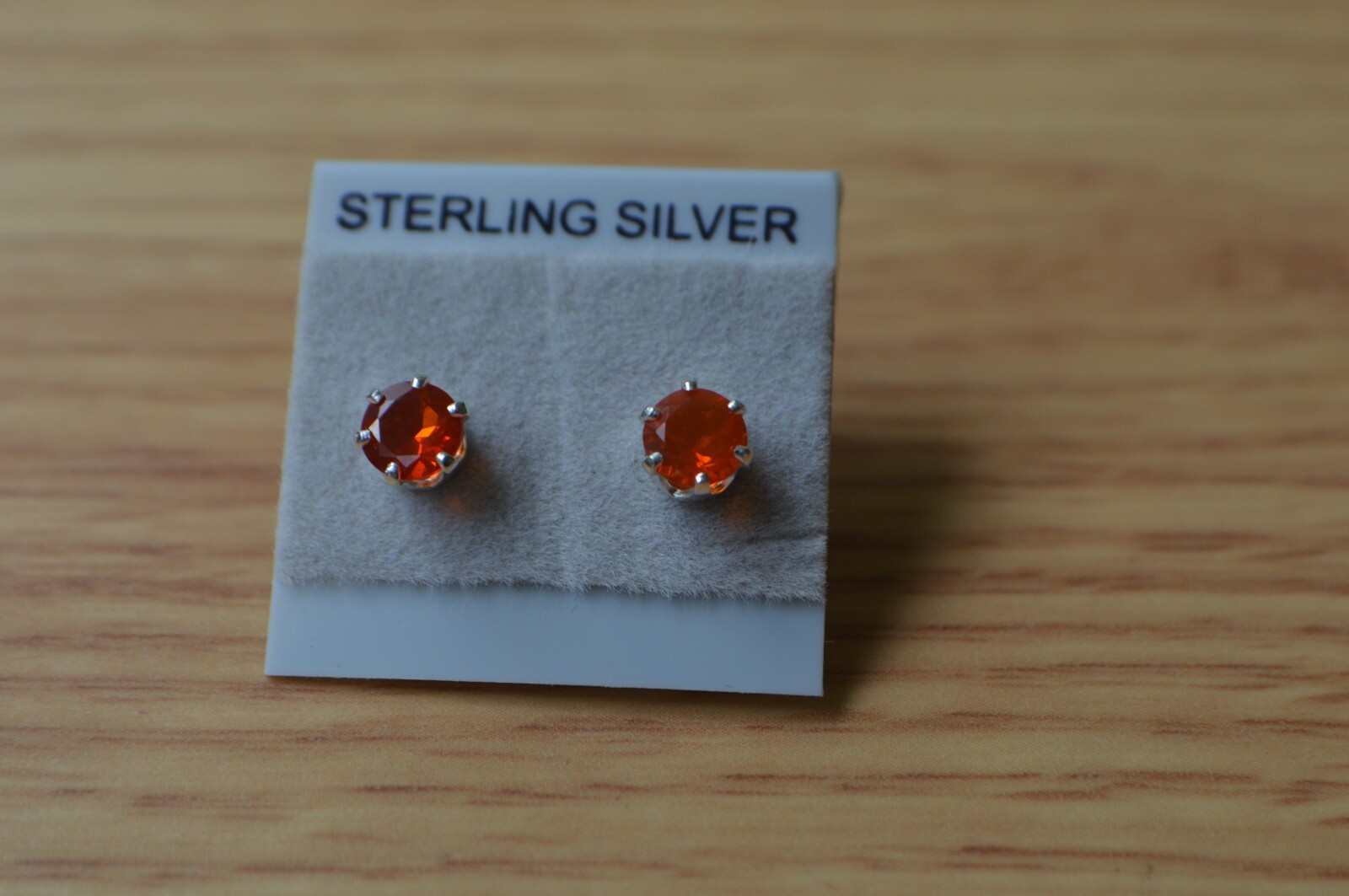 0.57ct Crimson Fire Opal Solitaire Sterling Silver Earrings 4.5mm