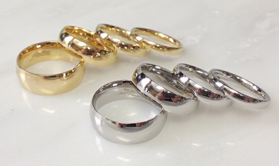 Steel / Gold IP Polished Ring Band Size 4.5,5,5.5,6,6.5,7,7.5,8,9,10,11,12,13,14
