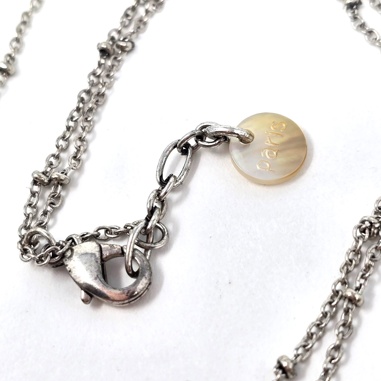 Vtg Couture Paris White Cryatal Mesh Silver Diva Doll Star Pendant Necklace 30″
