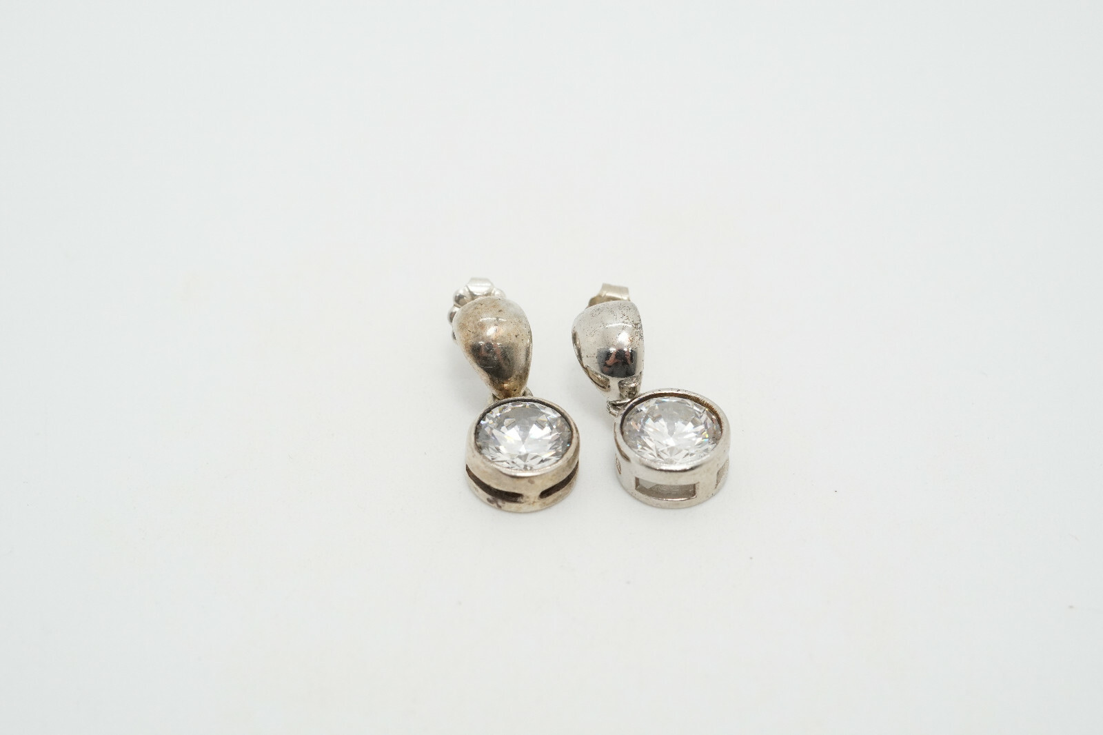 JJJ Sterling Silver CZ Dangle Drop Postback Earrings