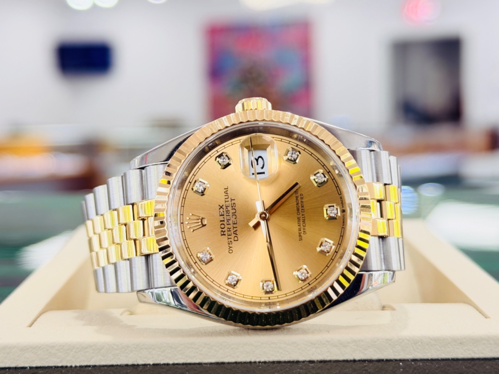 Rolex Datejust 36 126233 Stainless /Gold Factory Champagne Diamond Dial Jubilee