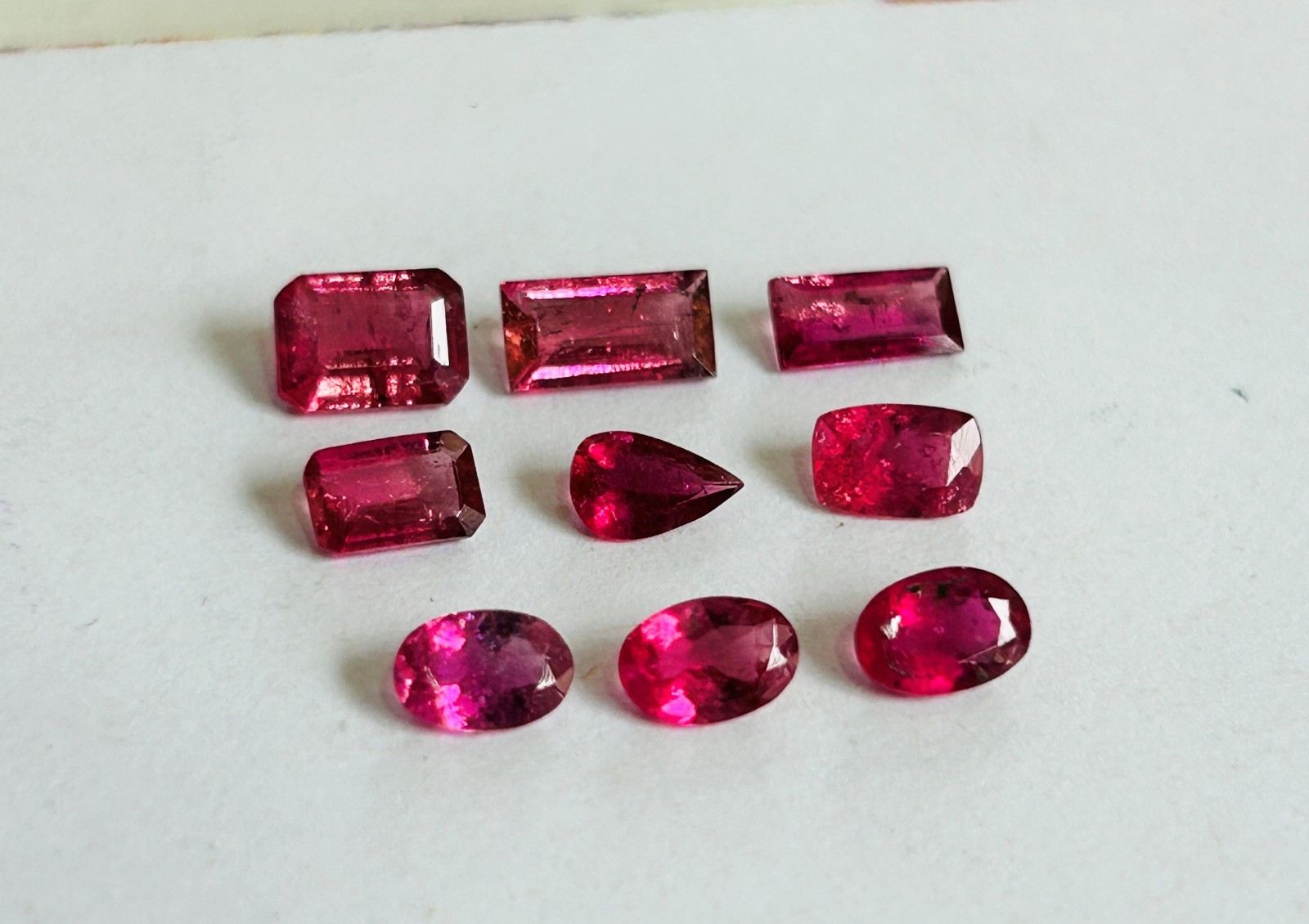 AAA+ grade Natural Rubellite Mixed shape lot mix size 9 pieces set