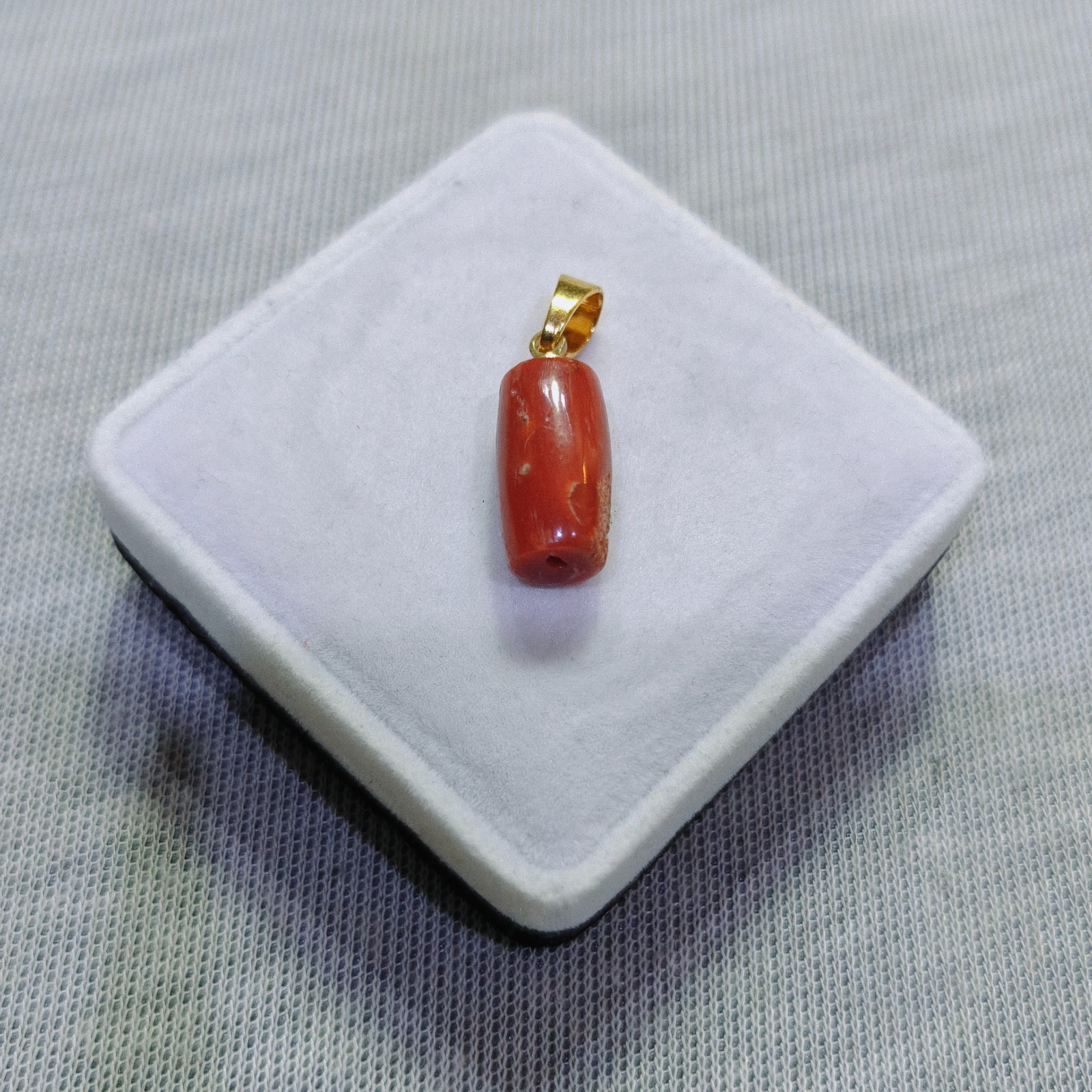 Natural Italian Red Coral Brass Pendant Sea Coral Gemstone Handmade Jewelry Gift