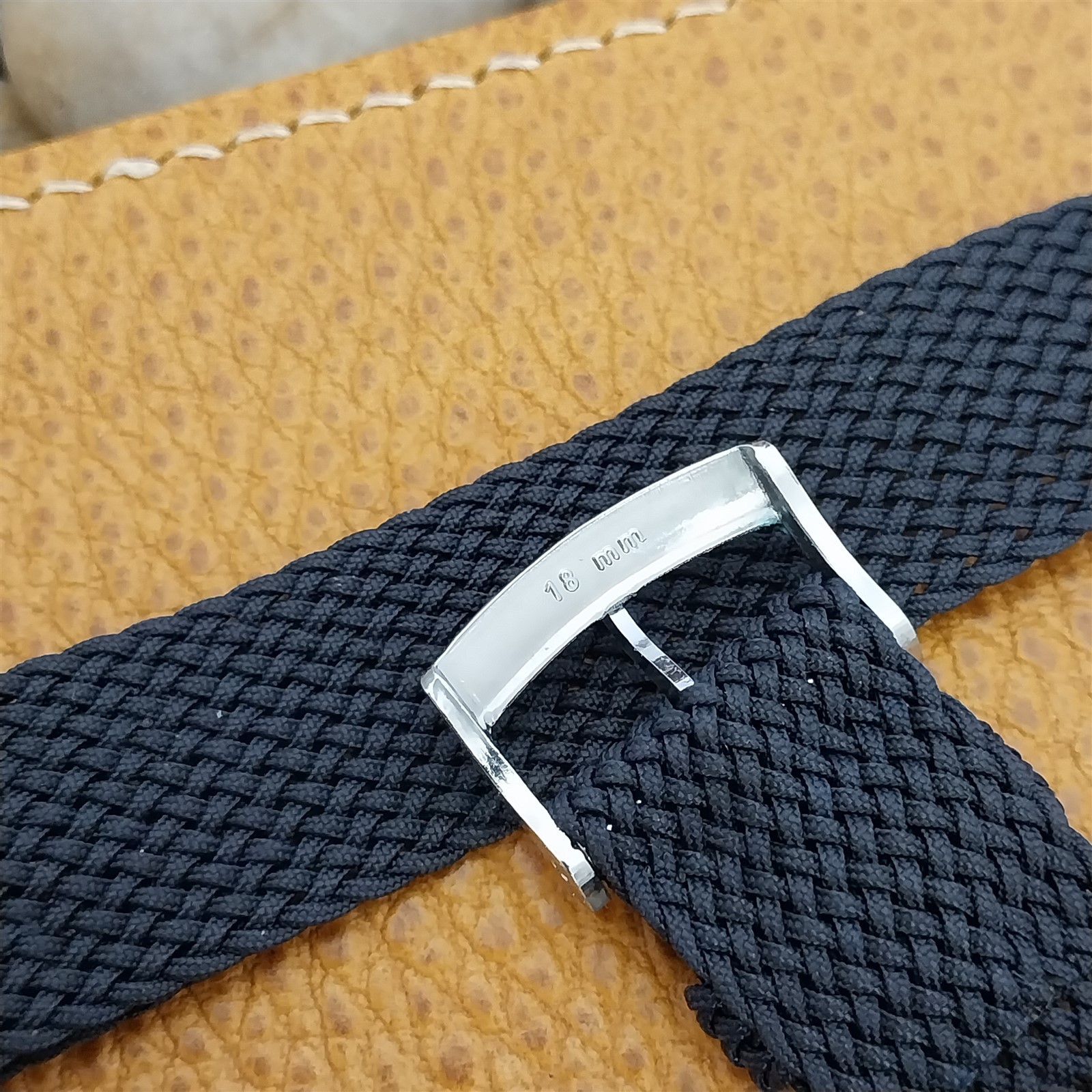 Vintage 18mm Blue Braided Perlon Mesh 2-piece Classic 1970s Unused Watch Strap