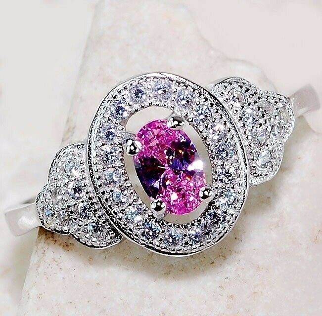 1CT Heat Treated Pink Topaz 925 Sterling Silver Ring Sz 8 UB3-9