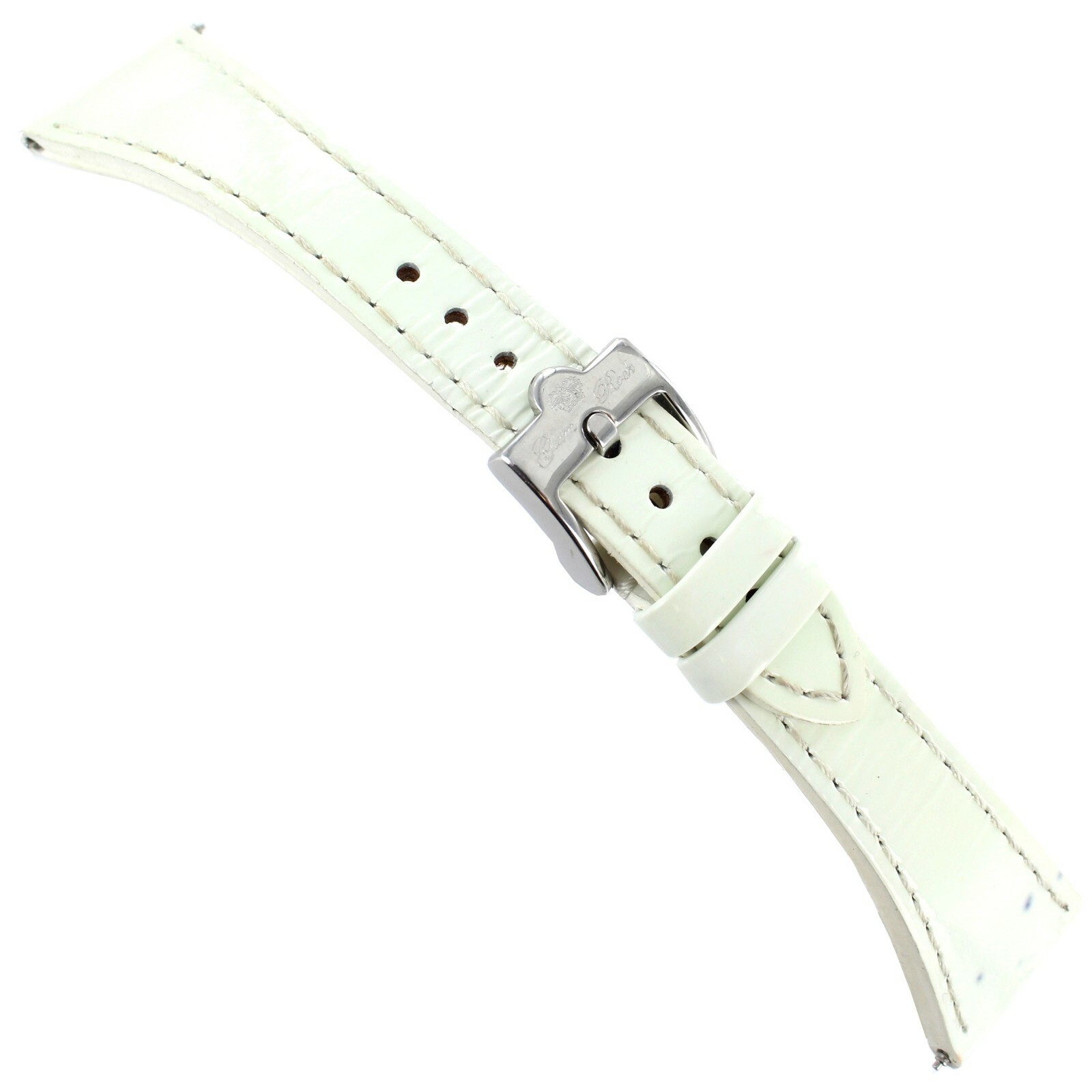 22mm Glam Rock Off White Patent Genuine Leather Swiss Made Unisex Band W/ Defect