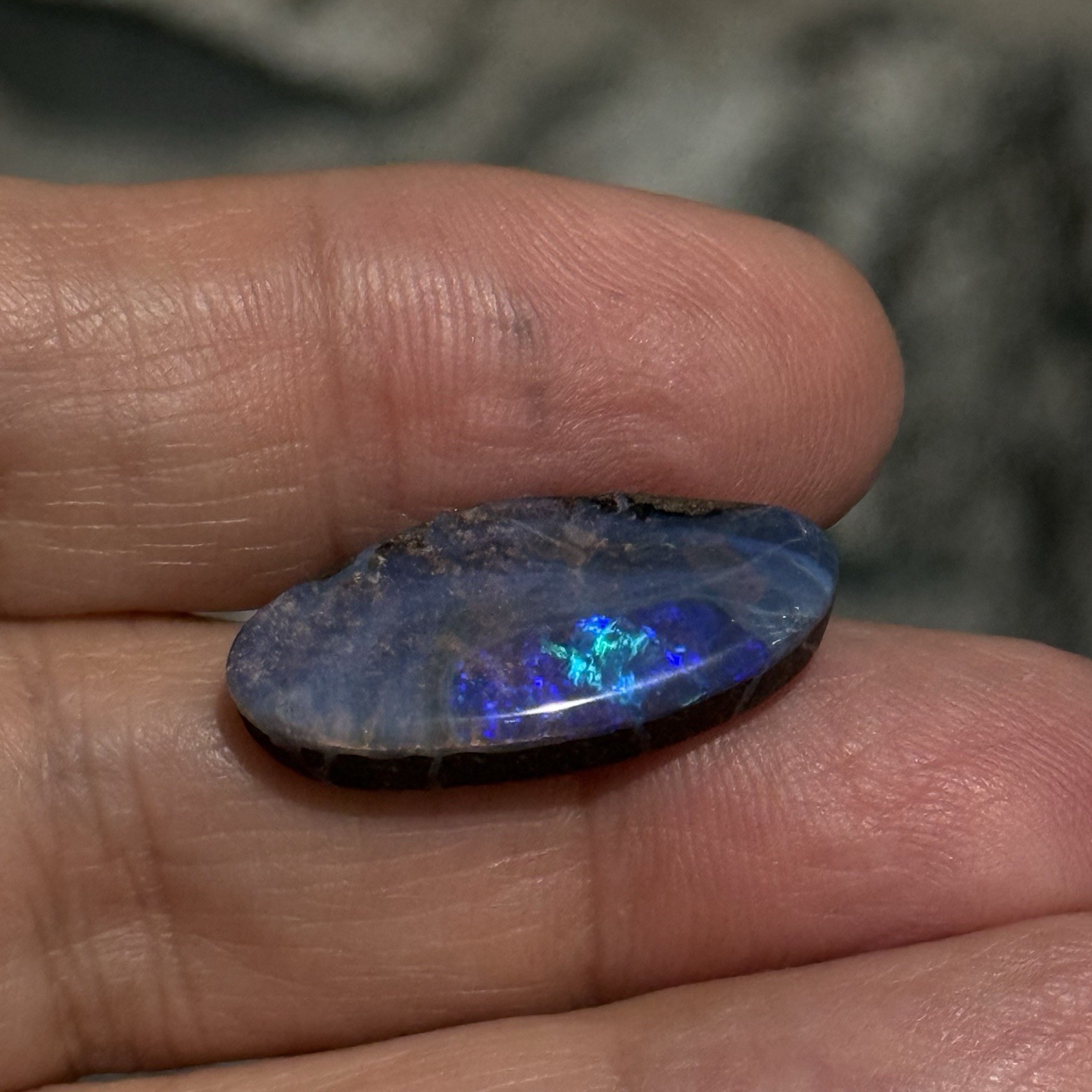 13.25ct 24x12x5mm Unique Blue Australian Boulder Opal Oval Cabochon Ring Gem