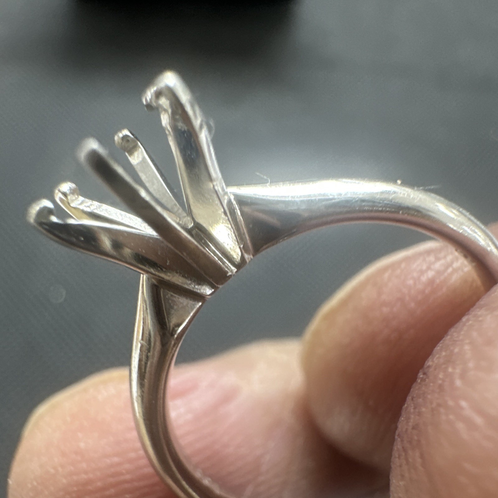 14k Solid White Gold 6-Prong Engagement Ring Setting NoStone Size 7 3mm Resizebl