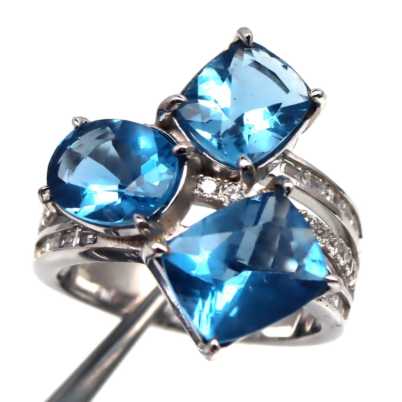 925 Silver Color Change Fluorite & Cubic Zirconia Birthstone Jewelry Ring Size 7