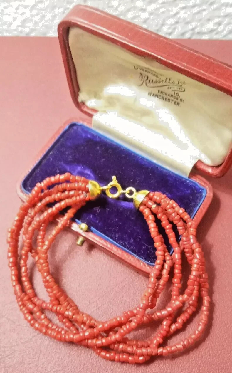 🦋Antique 18Kt 750 Gold Scare Multifilament Coral Bracelet🦋