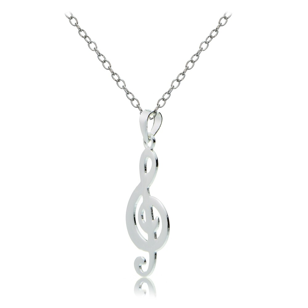 Sterling Silver Musical Note Polished Necklace