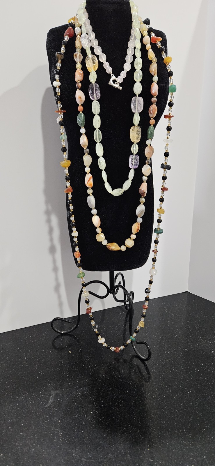 Lot Quartz Amethyst, Citrine, Flourite, natural stone, Glass Assorted Necklaces