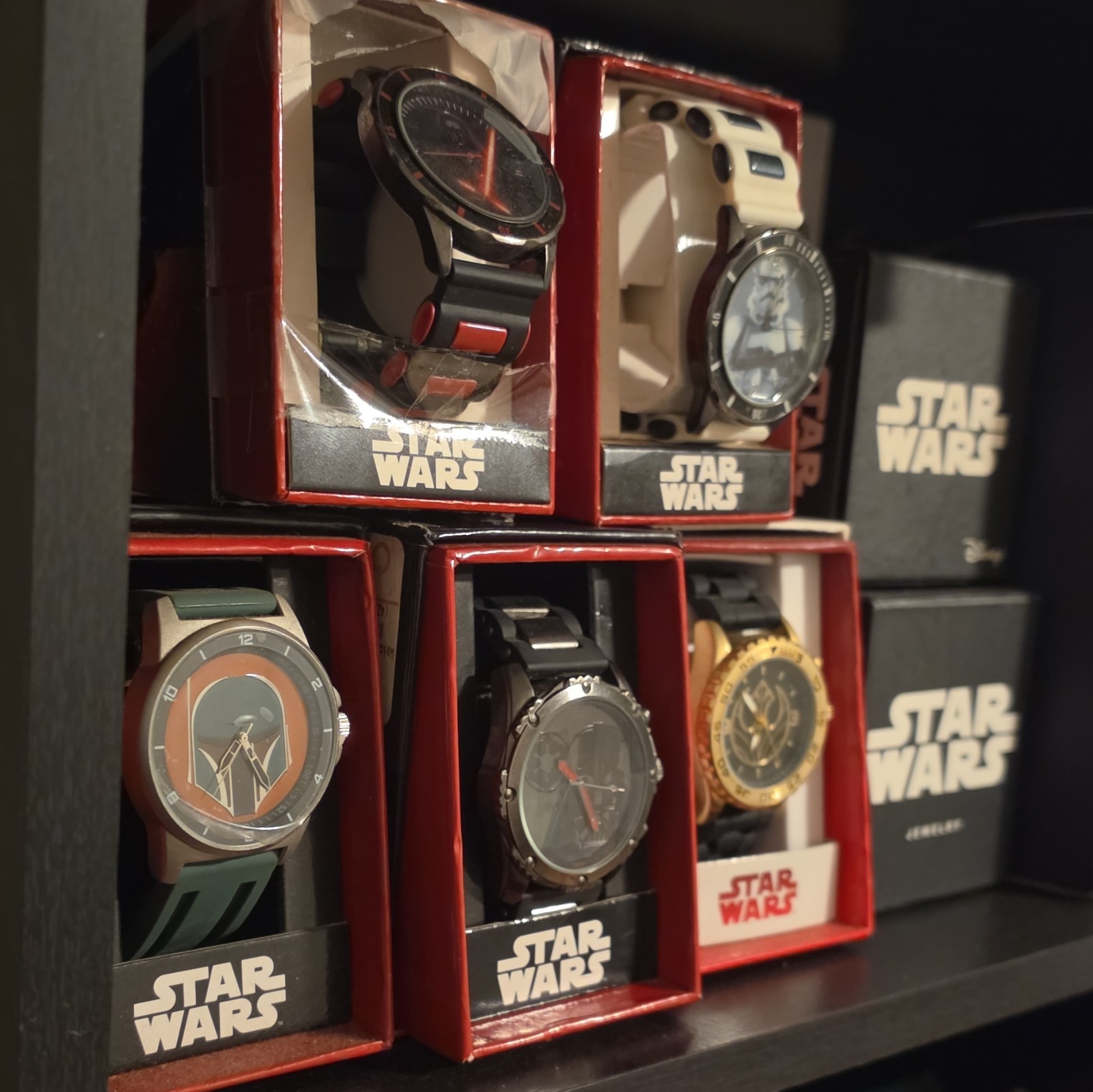 Star Wars Lot of 5 Character Analog Quartz Watches Silicone Bands w/ Boxes