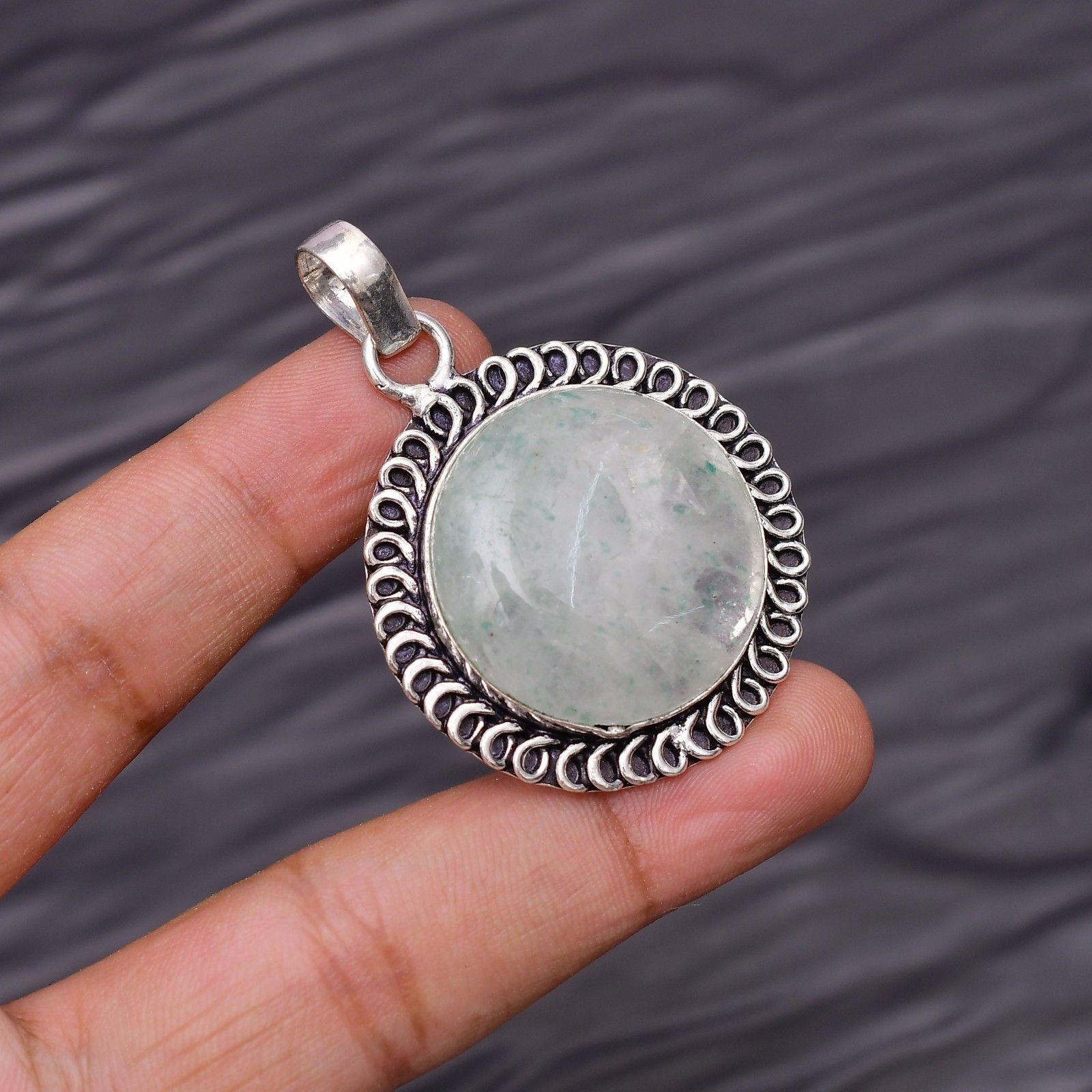 Green Aventurine Gemstone 925 Sterling Silver Jewelry Pendant 1.96″