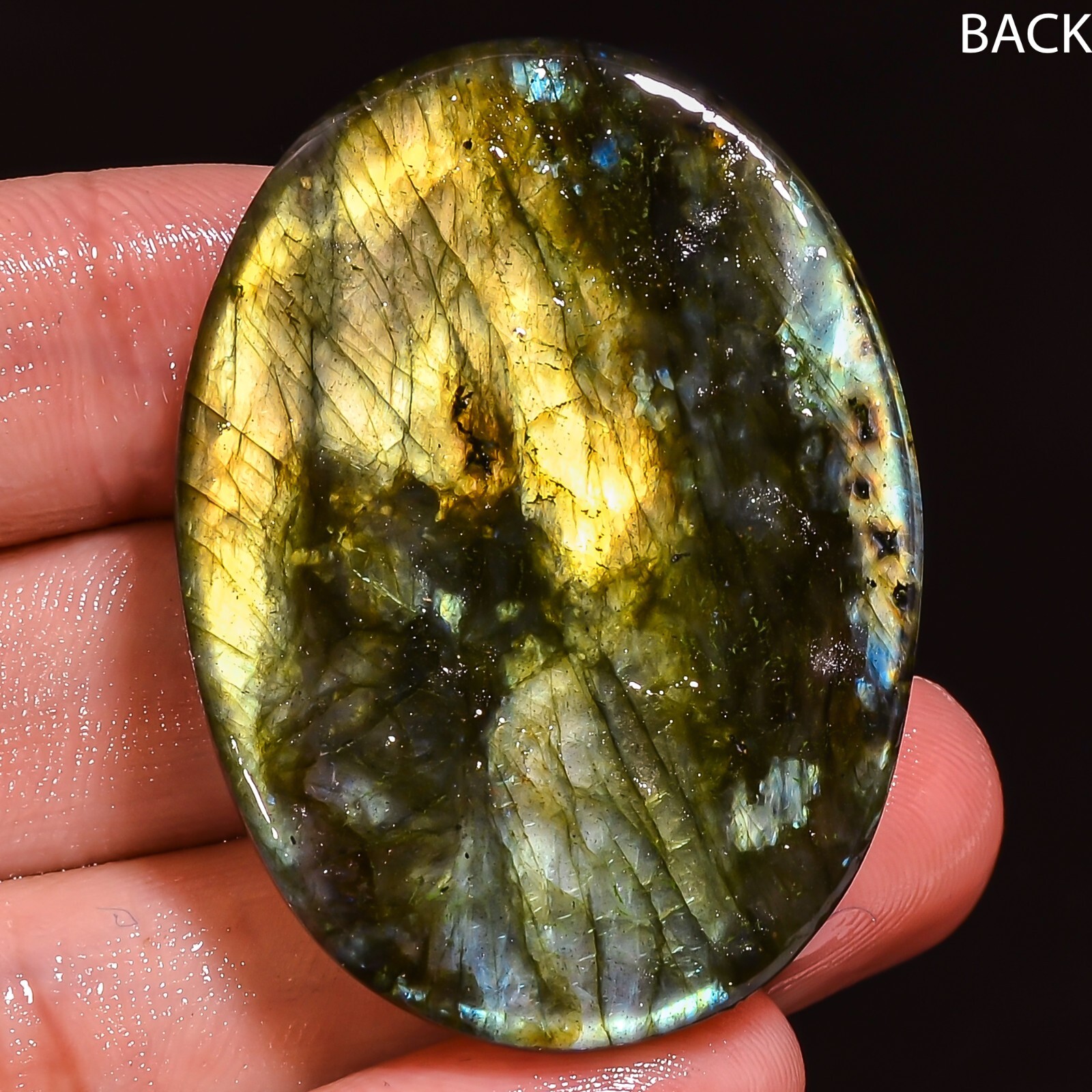 A+ 100%Natural Labradorite Cabochon Oval Shape Gemstone 114.60CT 32X44X10mm BC53