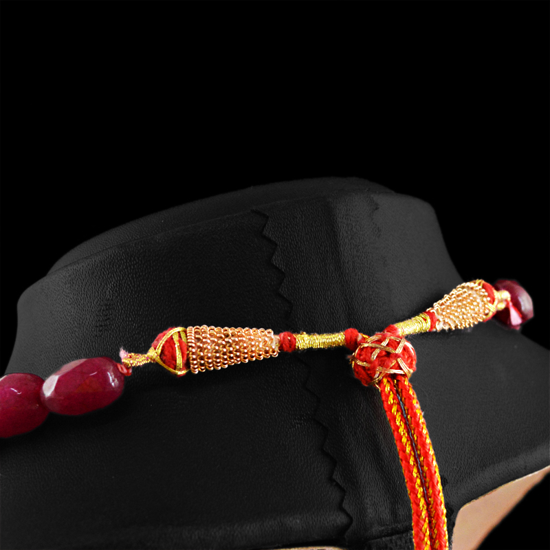 400 CTS EARTH MINED OVAL SHAPED FACETED RICH RED RUBY BEADS NECKLACE STRAND