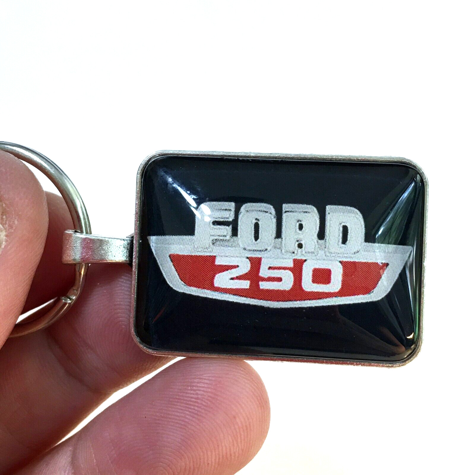 Vintage Ford F250 Truck Side Hood Emblem Badge Rectangle 1″ x 1.25″ Keychain
