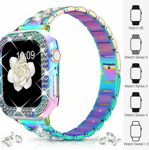 Bling Watch Band Strap+Bling Case For Apple Watch Band 6 SE 5 4 3 2 1 38-44mm