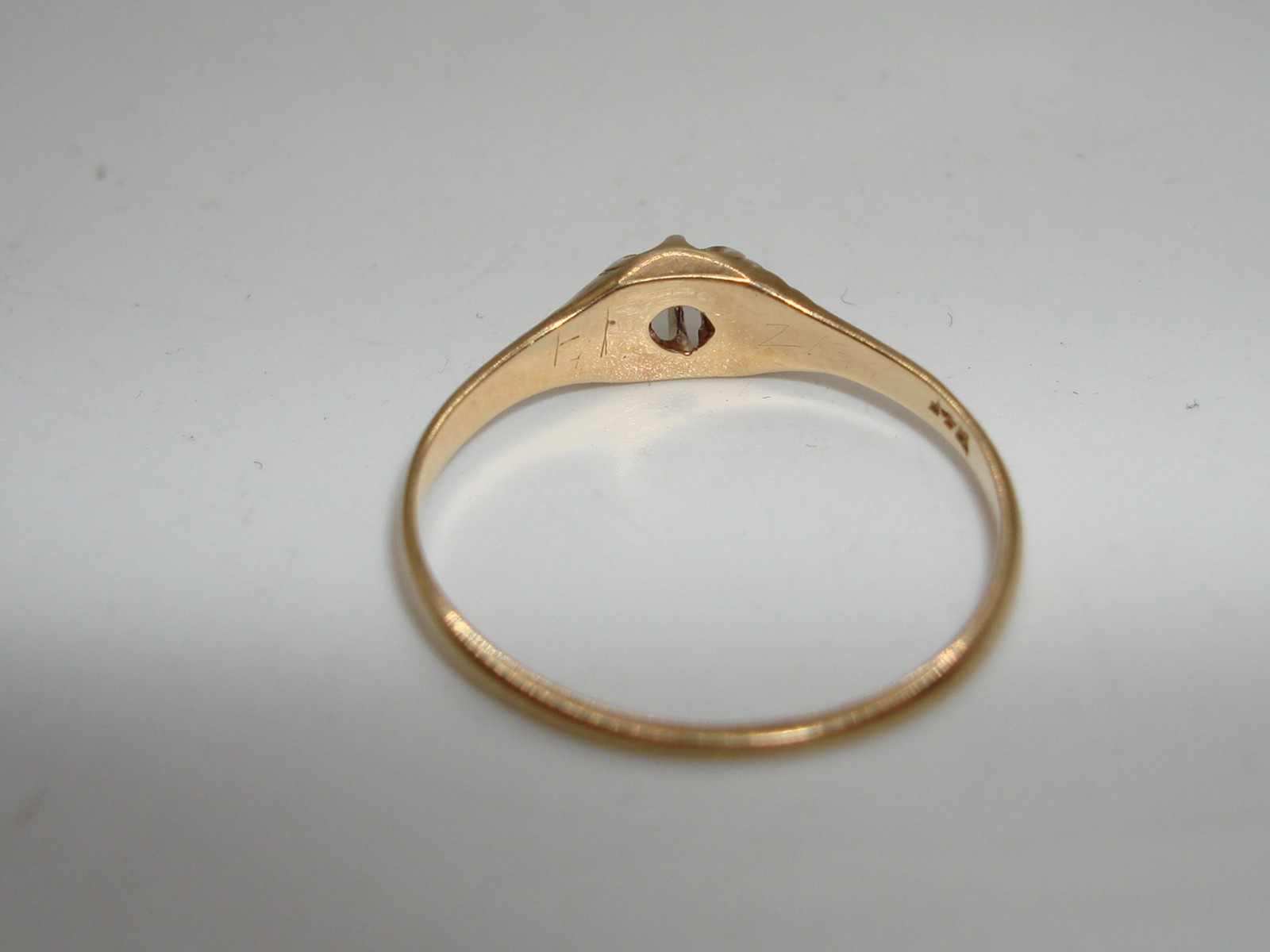 ANTIQUE EDWARDIAN 14K ROSE GOLD APPROX. 7 PTW MINE CUT DIAMOND BELCHER SET RING