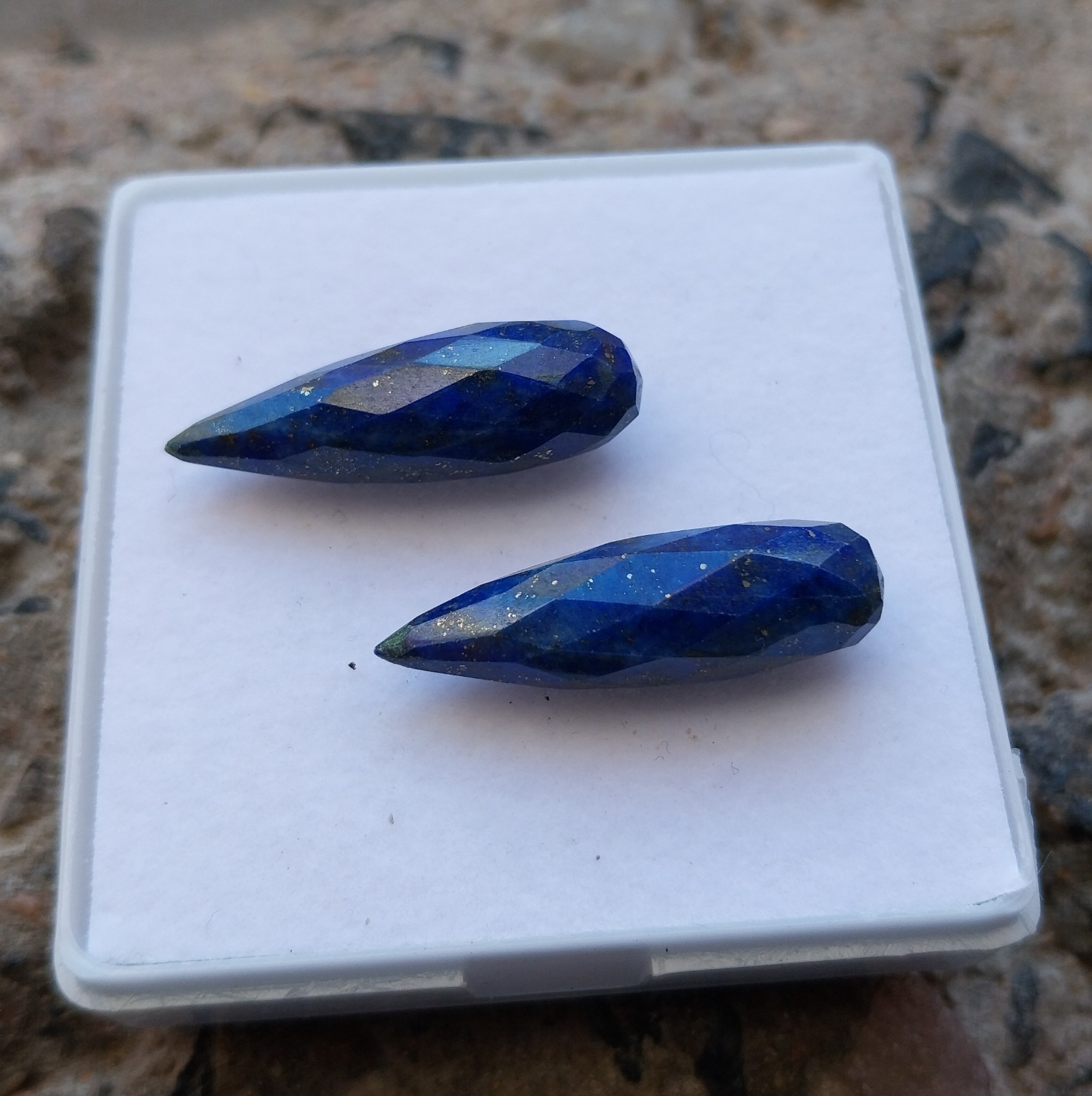 26 Carat 26×18 MM 2 Pair Lot Natural Faceted Lapis Lazuli TearDrops Gemstone