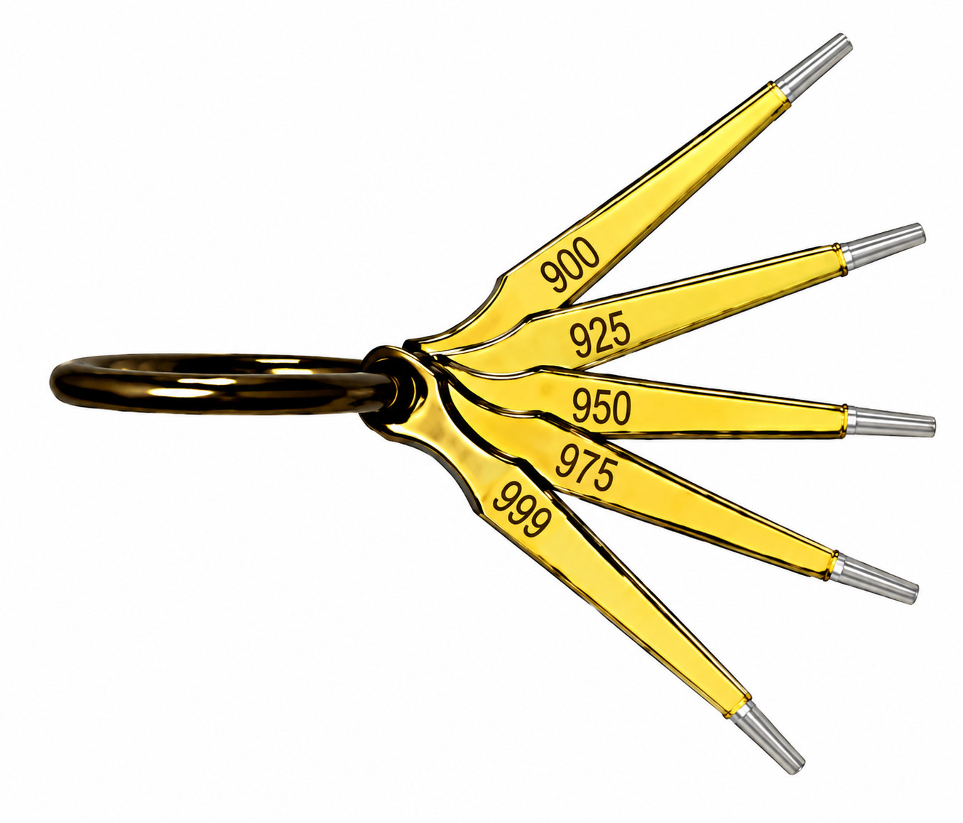 JSP Silver Test Needle Set of 5 .999 .975 .950 .925 .900 Premium 5-Grade Tester