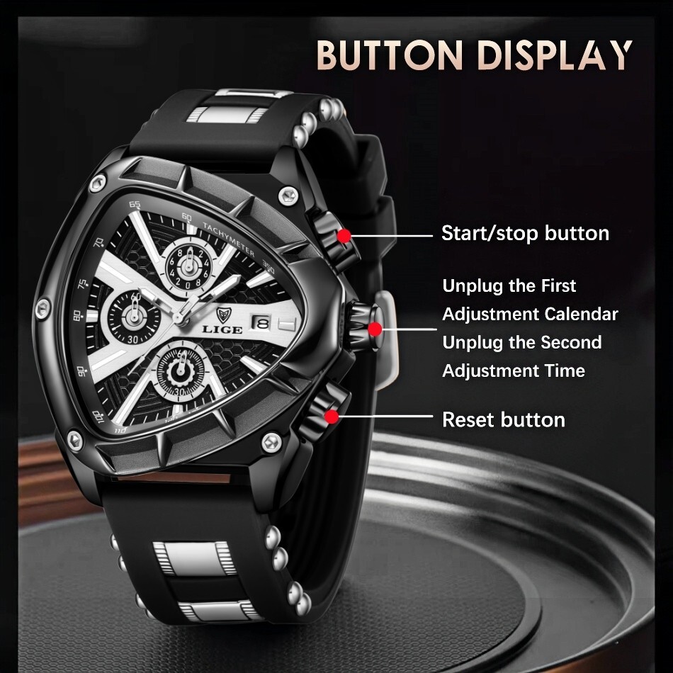 Waterproof Men Watch Big Dial Quartz Analog Luminous Date Sport Male Wristwatch