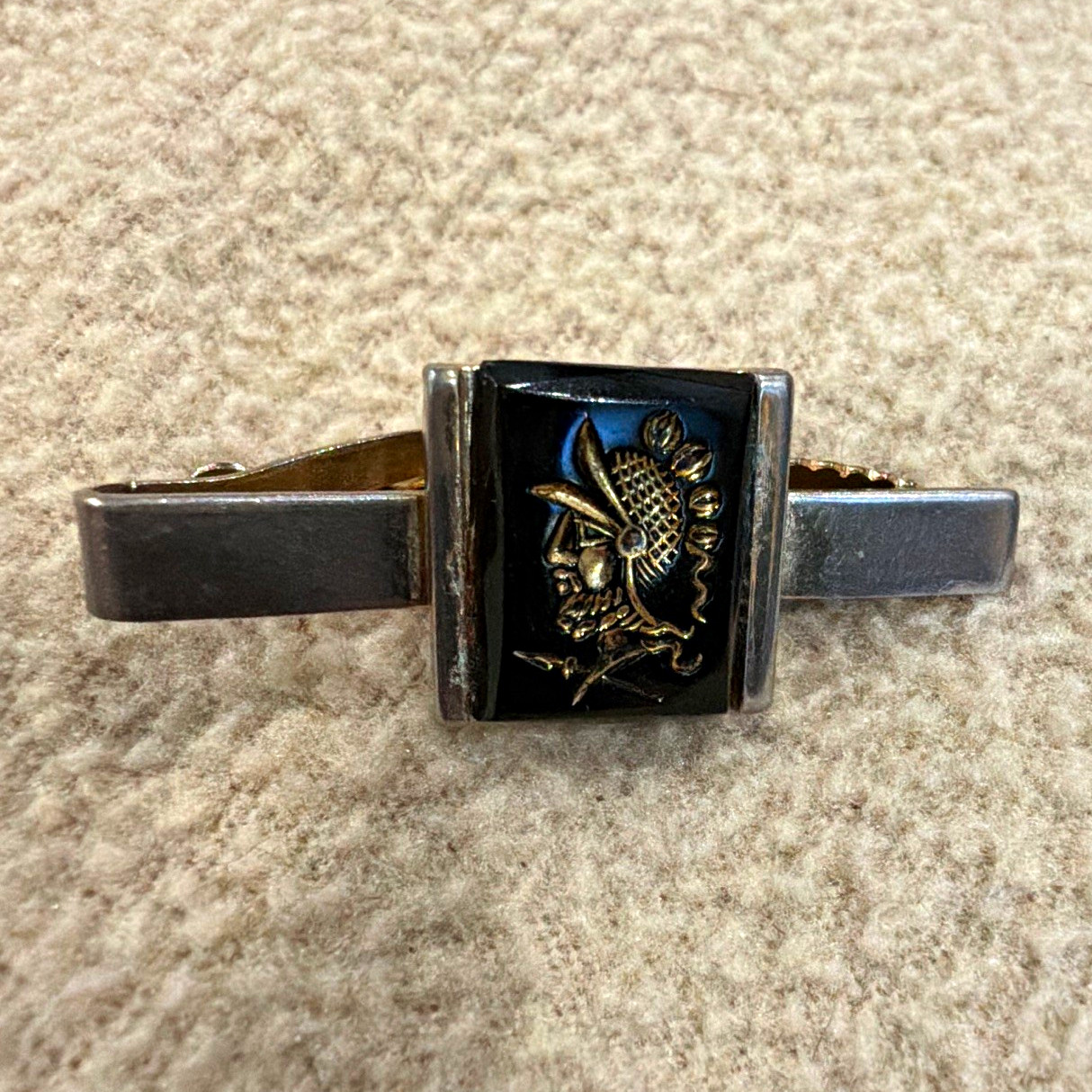 Vintage Roman Soldier Intaglio Tie Bar from the mid-20th century (1940s–1950s)